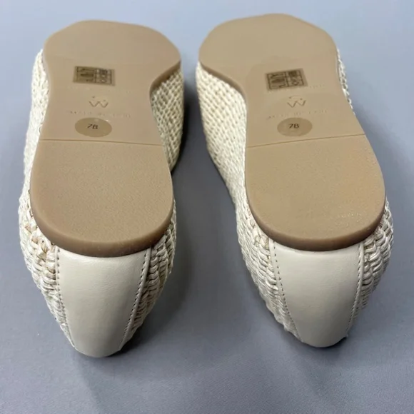 NEW Stewart Weitzman Shoes Womens 7 cream woven Thea loafer slip on designer - Picture 11 of 14